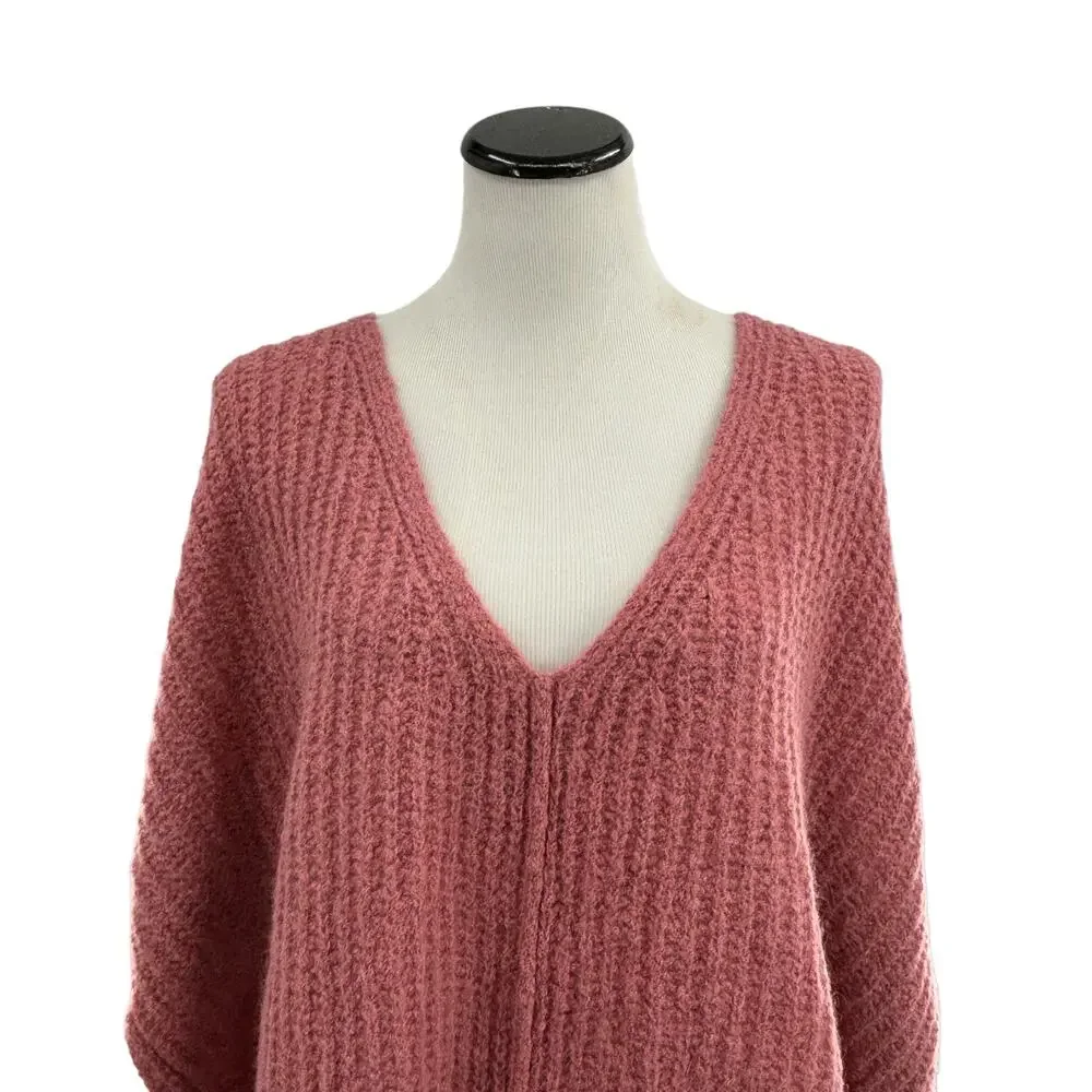 Free People Pink Rose Moonbeam V Neck Sweater